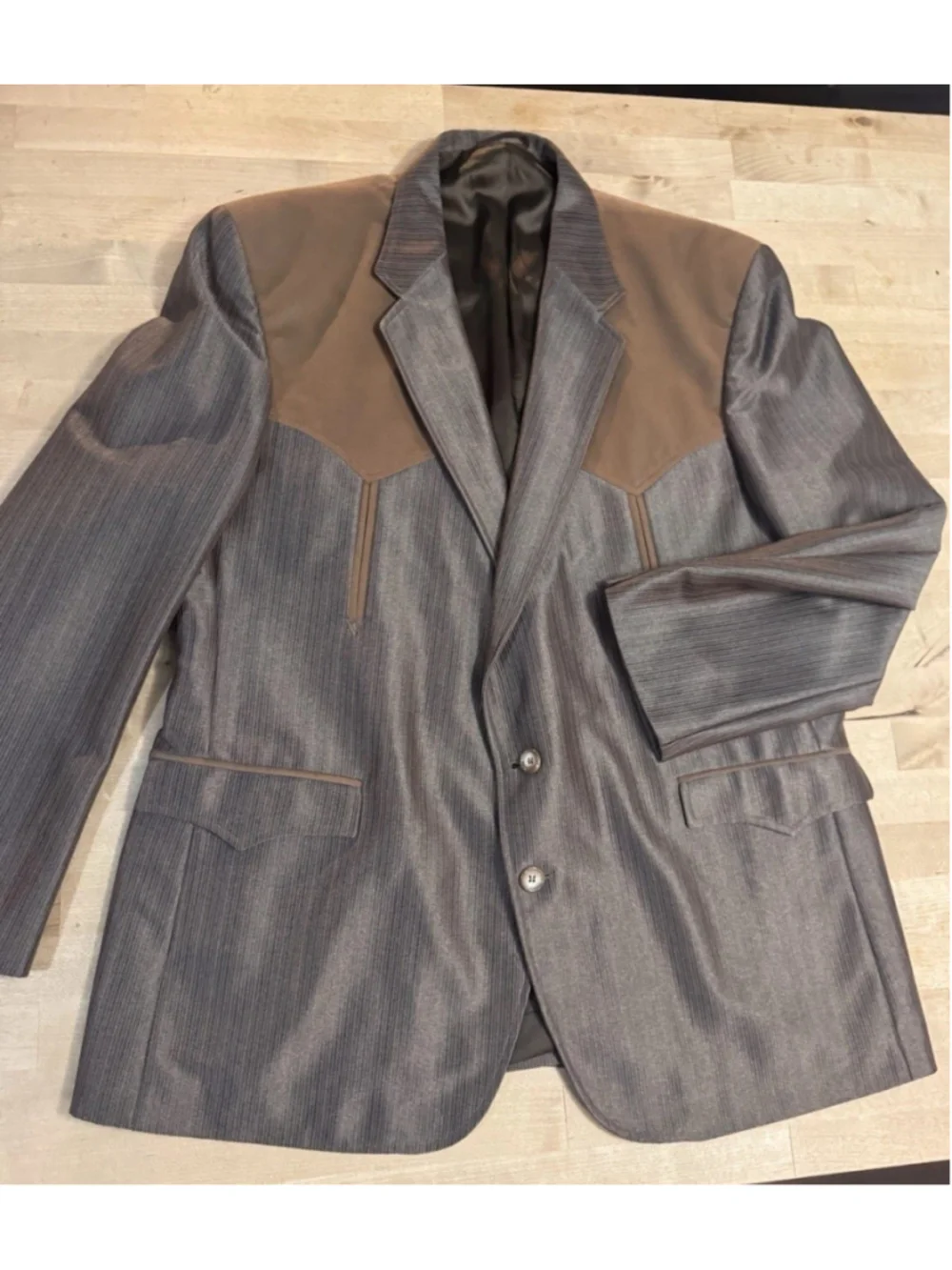Vintage 1988 Circle S Men's Western Jacket - 42R Brown Tan Shimmer Fleece Panel